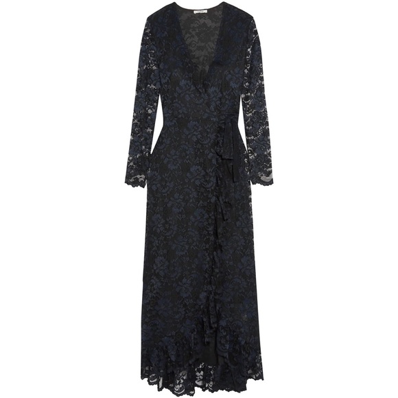 GANNI FLYNN RUFFLE-TRIMMED LACE MAXI WRAP DRESS - Picture 5 of 7